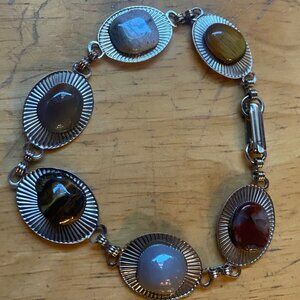 Vintage Silvertone Bracelet with Stones - Approx 7 inches 5/$25